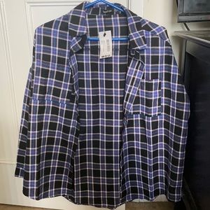 BOOHOO NWT Blue Flannel